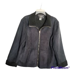 Coaco New York Women's Full Zip Fleece  Lined Winter Jacket Black Sz L